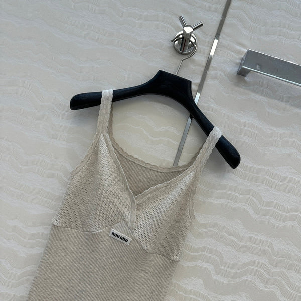 Miu SS26 Knit Top Ivory Cotton 351114