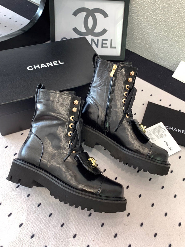 CC Split Toe Ankle Boot 40mm Black Sheepskin Rubber GHW 432515