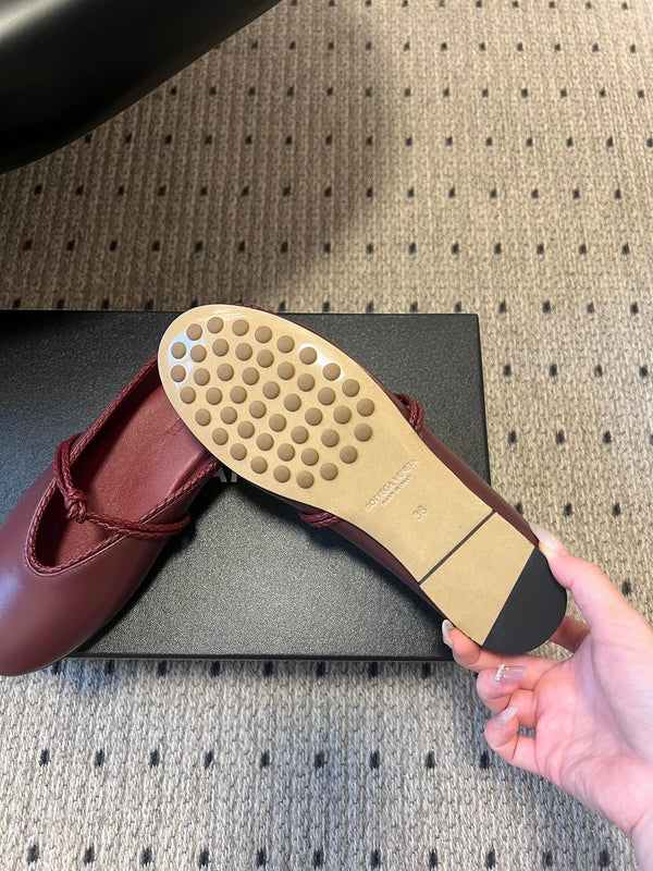 BV 26s Flats Mules Burgundy Calfskin