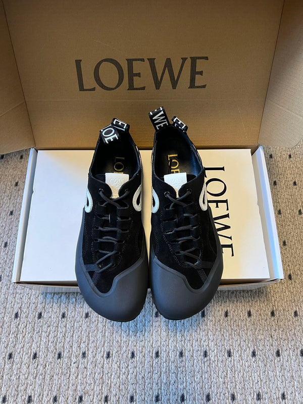LOEW 26s Flow Sneaker Black White Suede Sheepskin 682760