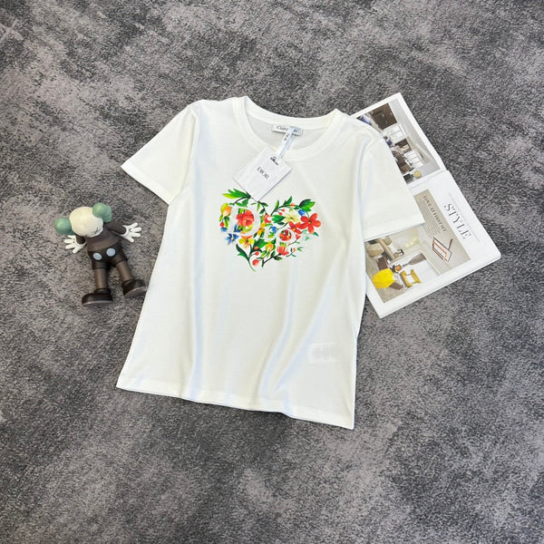 CD SS26 Short-Sleeve T-Shirt Floral Heart Cotton 350887