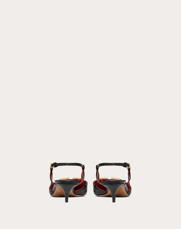 VLOGO SIGNATURE BLACK CALFSKIN SLINGBACK PUMP