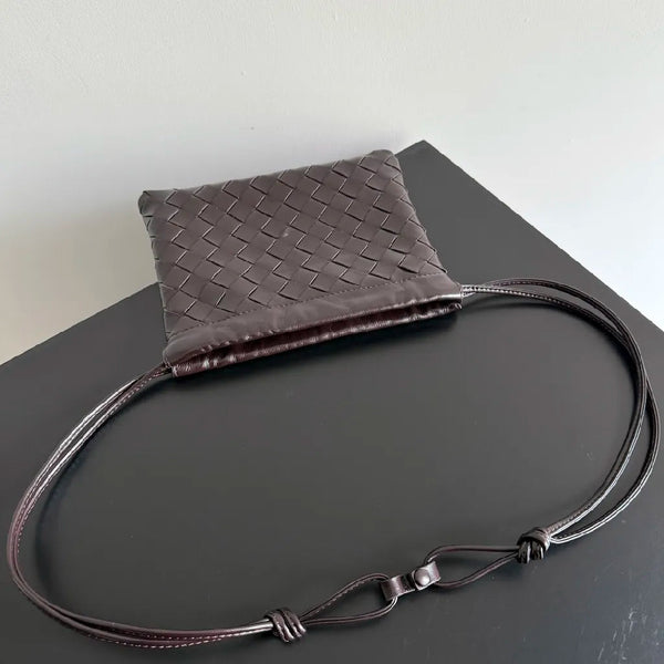 BV Small Dustbag 21cm Deep Brown Intrecciato Calfskin Leather