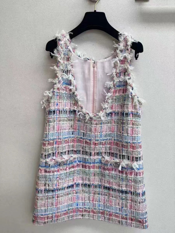 CC V-Shift Dress Multicolor Tweed