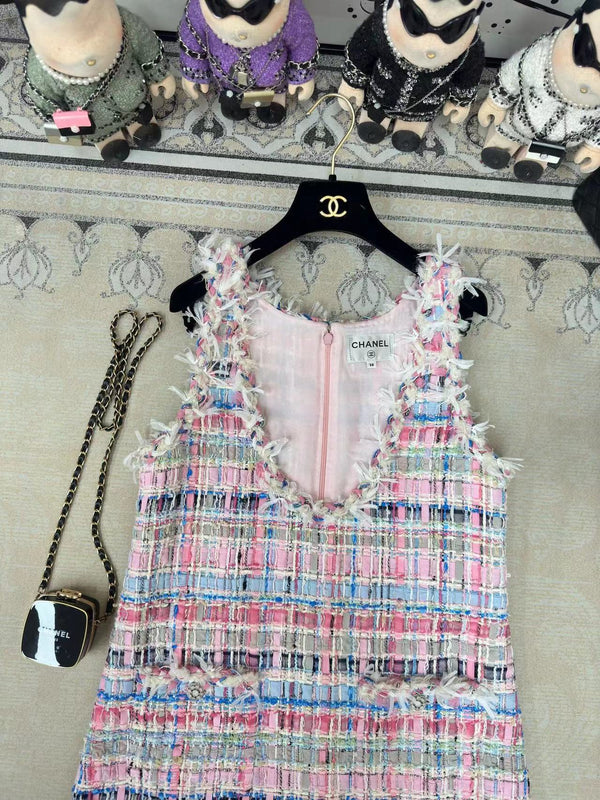 CC V-Shift Dress Multicolor Tweed
