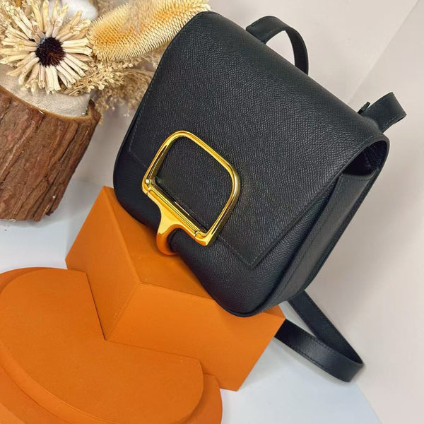 HM Della Cavalleria Mini Bag Black Epsom Leather Gold Hardware