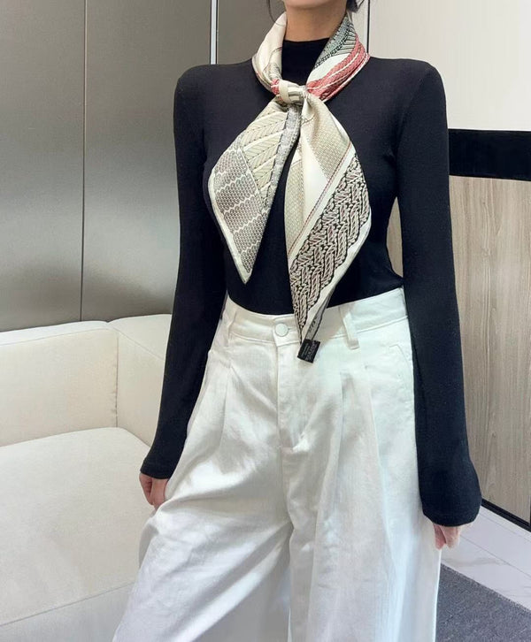 Square Scarf 90 CM In White Colorful Cashmere Silk 330351