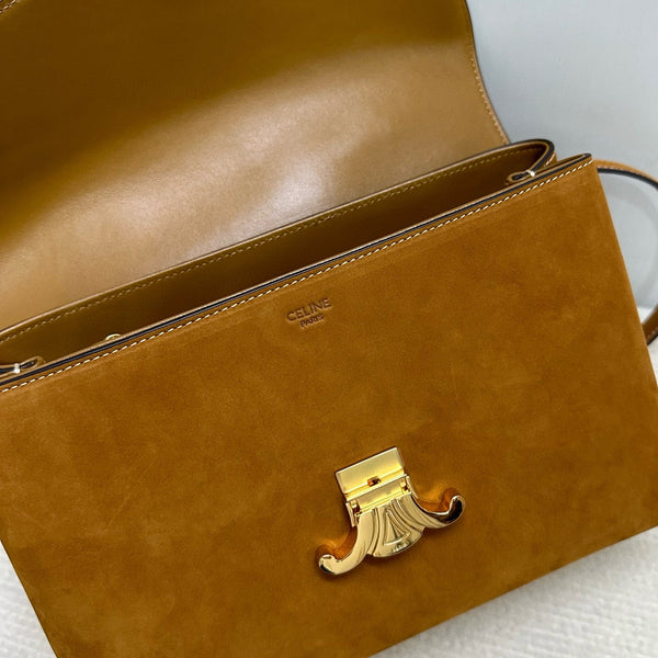 Nino Teen Medium 25 Bag In Camel Brown Suede Calfskin