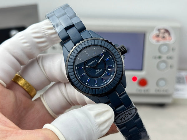 J12 33MM BLEU SAPPHIRE BEZEN BLUE CERAMIC STEEL