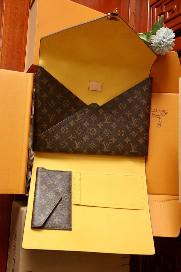 BLLV Mark Folder Monogram Dark Brown Coated Canvas Calfskin