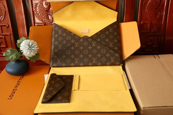 BLLV Mark Folder Monogram Dark Brown Coated Canvas Calfskin