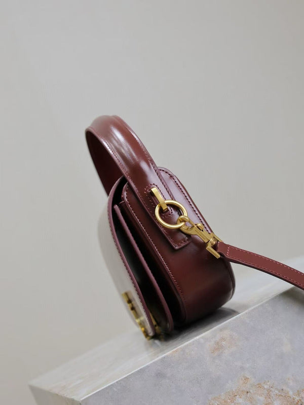 YSL 2025 Voltaire 24cm Burgundy Gold Calfskin