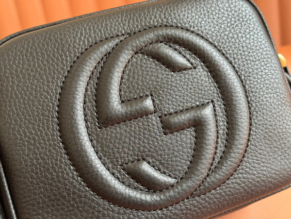 Gucci 2025 Soho Disco Bag 22cm Black Grained Leather
