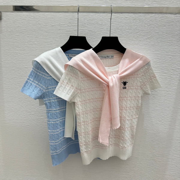 CD 2026 Short-Sleeve Shirt with Scarf Wool 525428