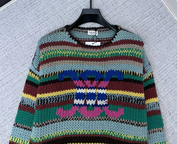 Celine 26s Crewneck Sweater Multicolor Alpaca Wool