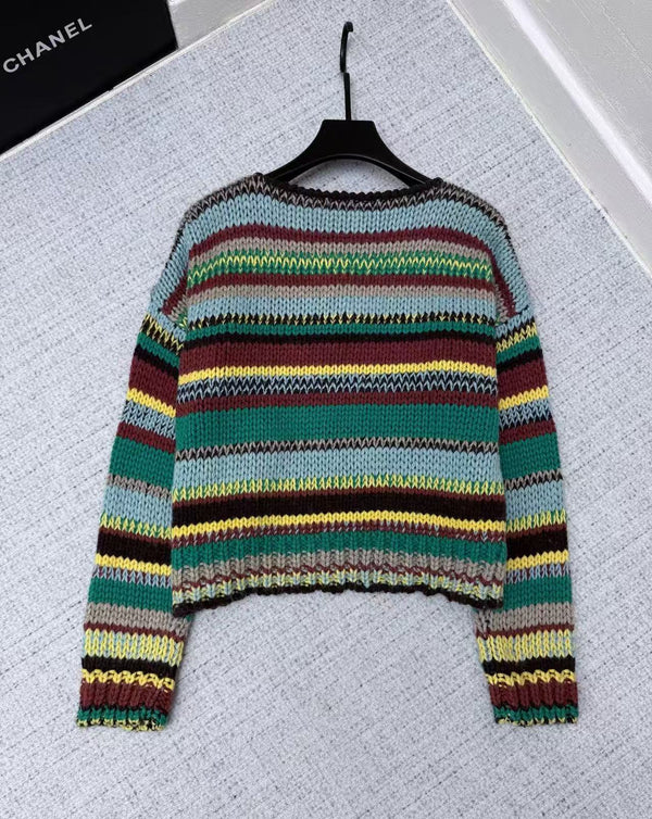 Celine 26s Crewneck Sweater Multicolor Alpaca Wool