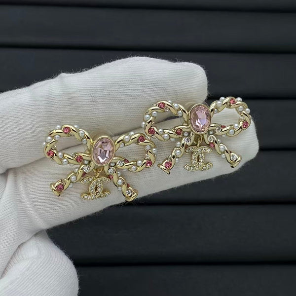 Chanel Ribbon Bow CC Earrings