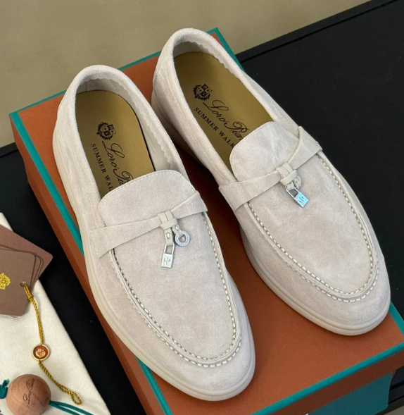 LP Summer Walk Loafers Light Gray in Sandblasted leather