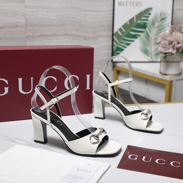 GG Signora Sandals 7.5cm White Silver in Cowhide
