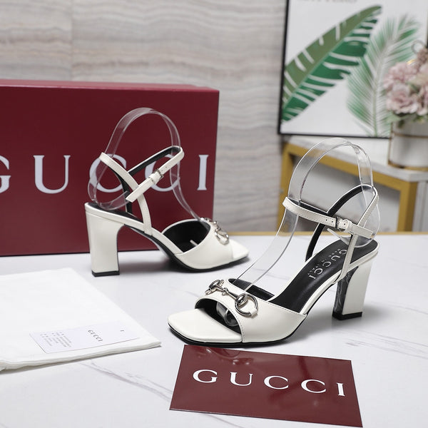 GG Signora Sandals 7.5cm White Silver in Cowhide