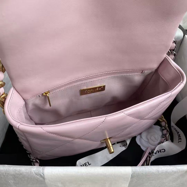 CC 19 Handbag 25cm Light Pink Calfskin Gold Hardware mix Sliver Hardware