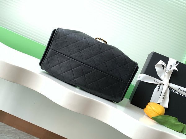CC 25C Hobo Bag 30cm Black Grained Calfskin