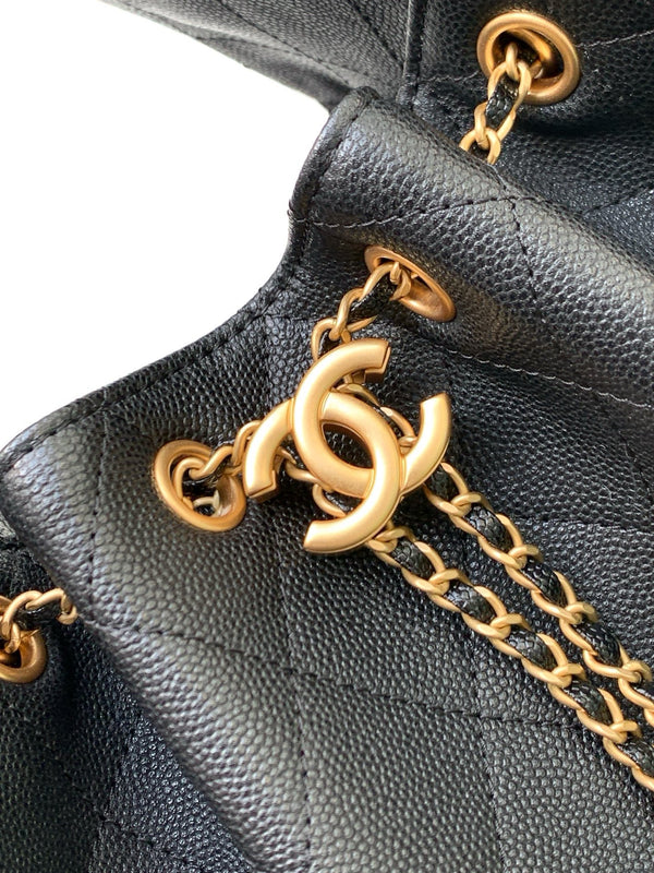 CC 25C Hobo Bag 30cm Black Grained Calfskin