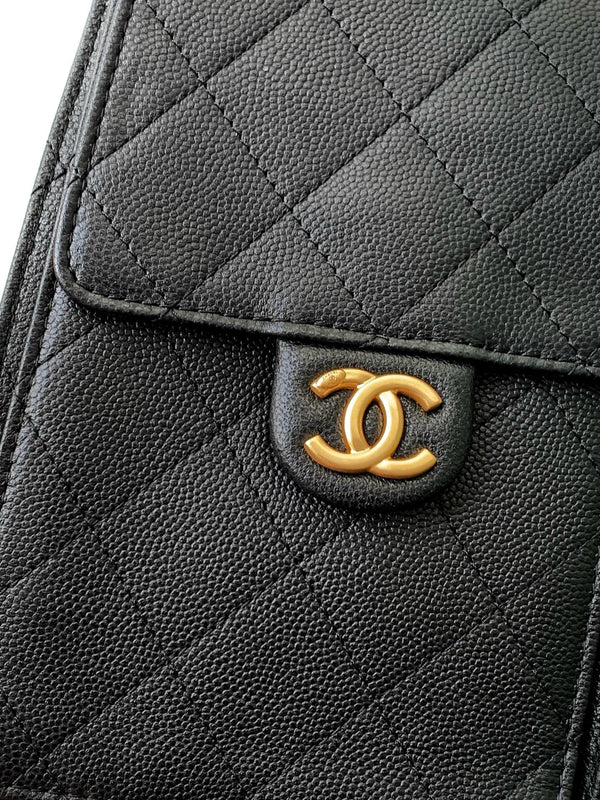 CC 25C Hobo Bag 30cm Black Grained Calfskin