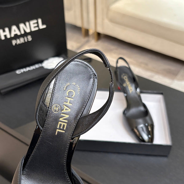 CC Métiers d'Art Apple Slingback Pumps 8.5cm Black Cowhide Leather