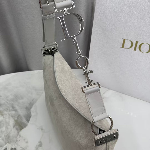 CD Diorly Shoulder Bag 31.5cm Gris Pietro Suede Leather 158564