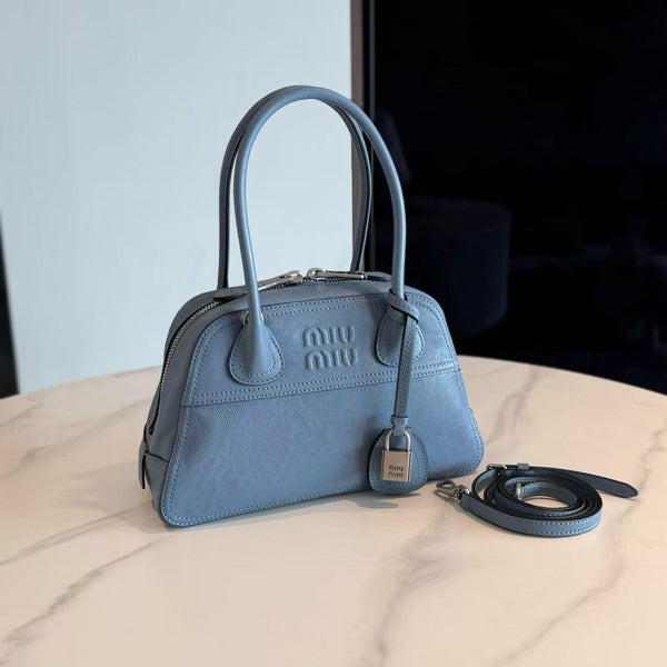 Miu Vivant Bag Blue 28cm Nappa Leather