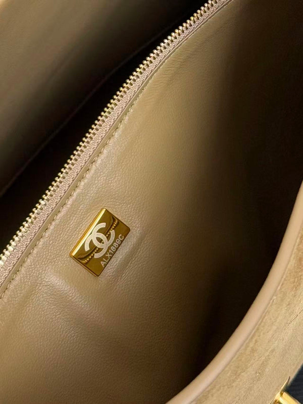 Chanel Maxi Flap Bag 38.5cm Beige Suede Leather