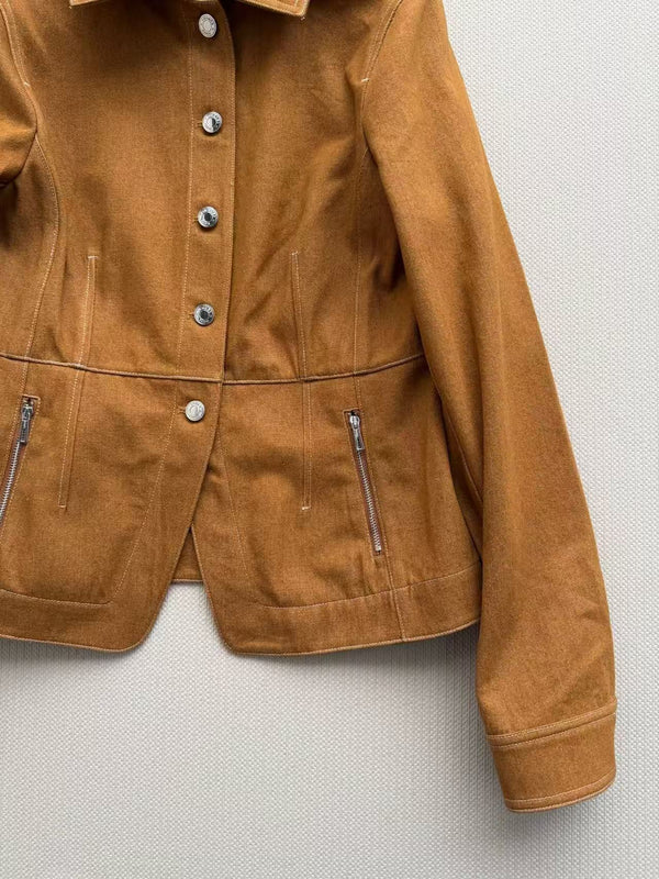 HM Fitted Jacket Caramel Cotton