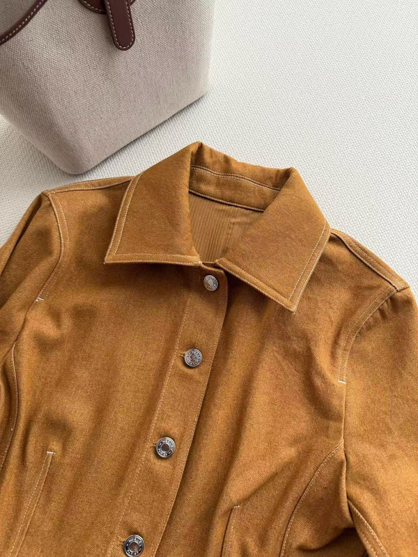 HM Fitted Jacket Caramel Cotton