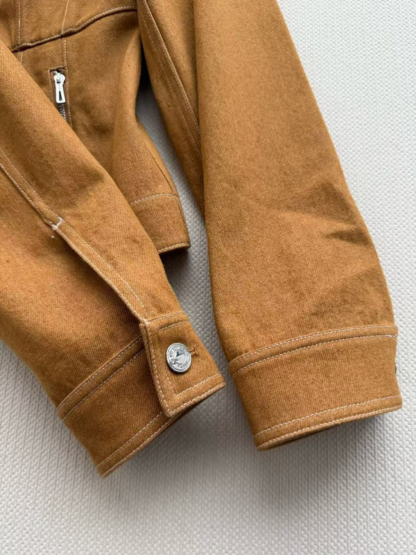 HM Fitted Jacket Caramel Cotton