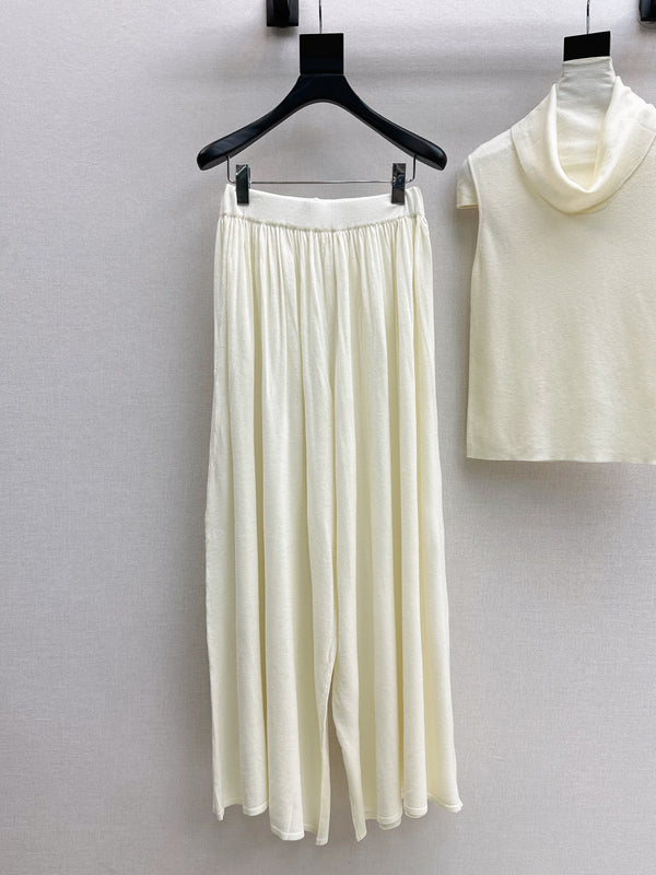 HM Belted Cowl-Neck Knit Set Ivory Wool