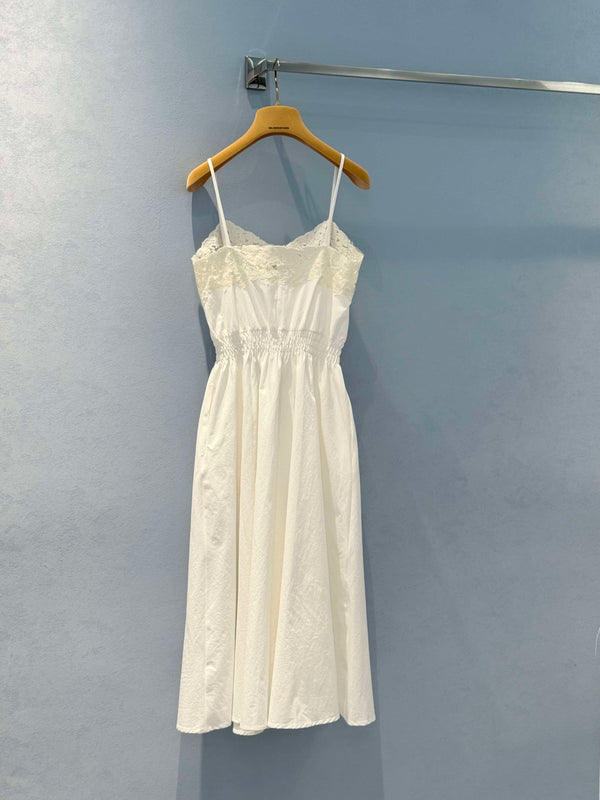Miu Eyelet Lace Mini Dress White Cotton