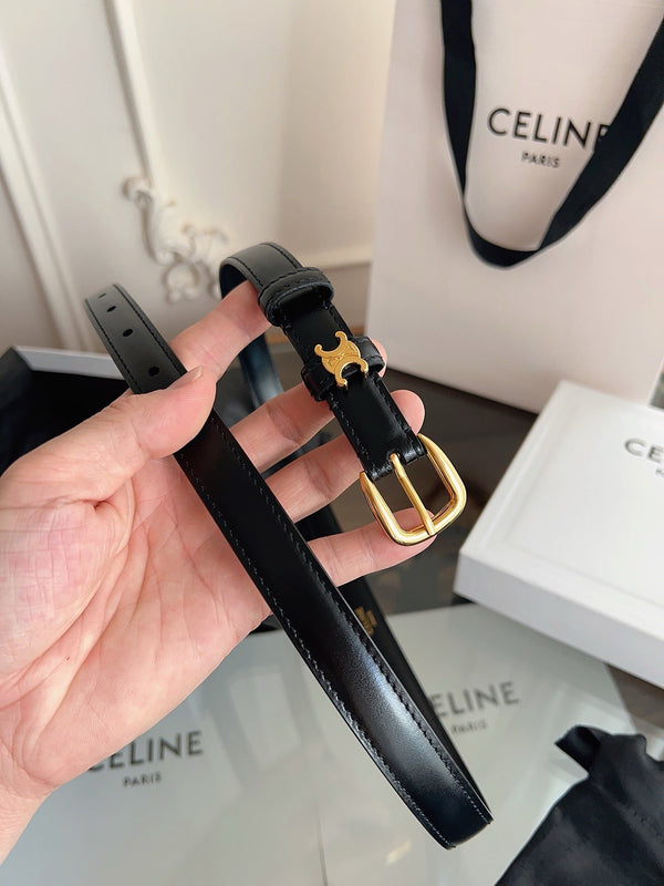 CL MINI 18 MM VIVIENNE BELT IN BLACK CALFSKIN GOLD HARDWARE