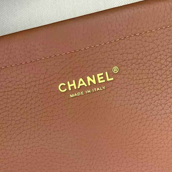 CC Métiers d’Art Shopping Bag 42cm Camel Brown Suede Grained Calfskin