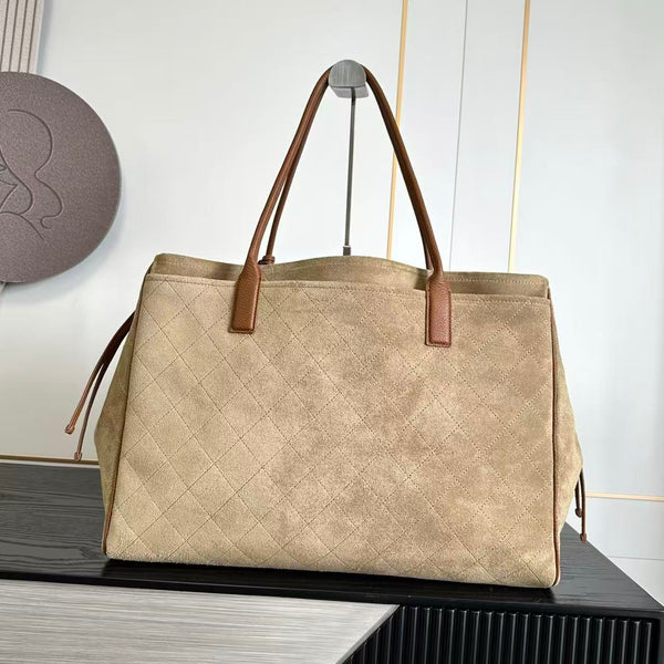 CC Métiers d’Art Shopping Bag 42cm Camel Brown Suede Grained Calfskin