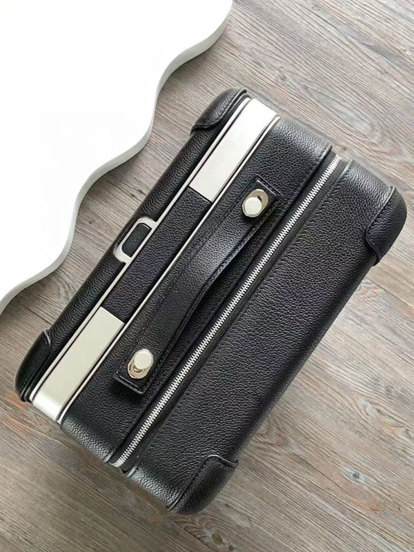 HM R.M.S Cabine Surfer Rolling Suitcase Black Multicolor Canvas Leather