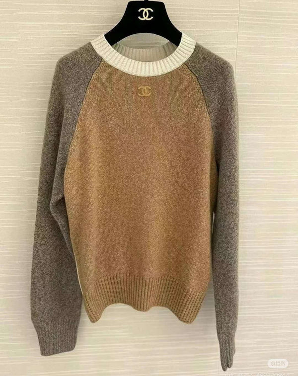 Chanel 2026 Sweater Light Brown Mix Grey Wool