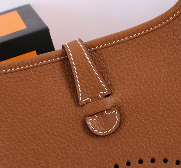 Hermes Mini Evelyne 23cm Brown Togo Leather Gold Hardware