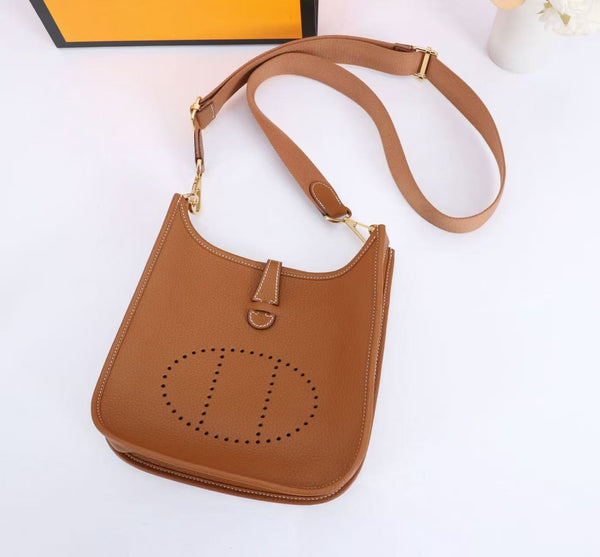 Hermes Mini Evelyne 23cm Brown Togo Leather Gold Hardware