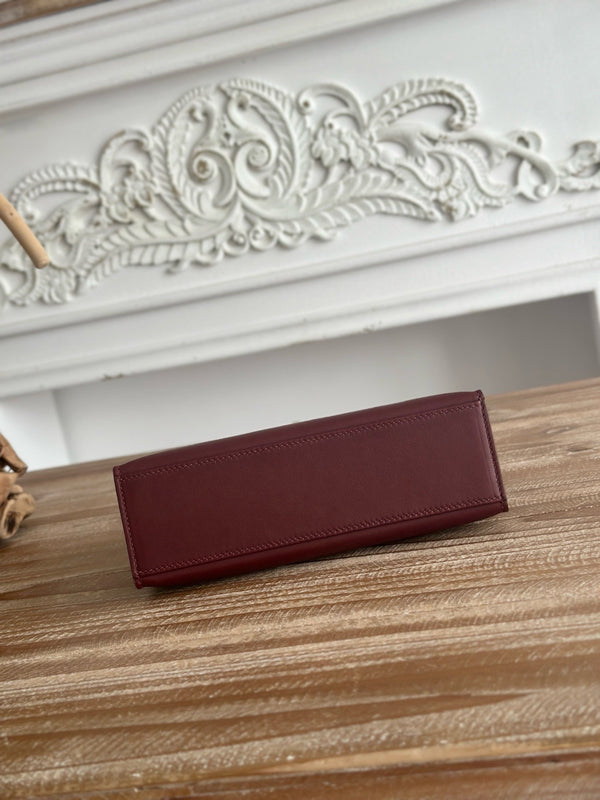 HM Kelly Pochette Rouge H 22CM Burgundy Swift Leather