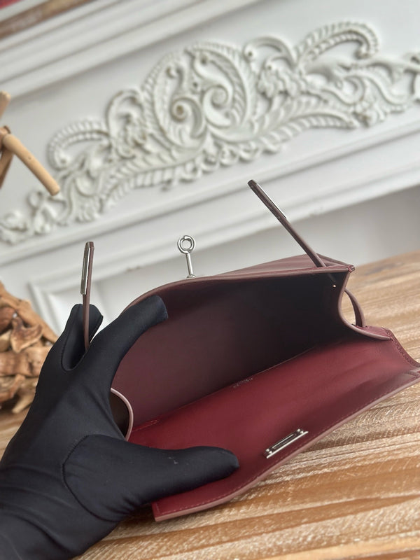 HM Kelly Pochette Rouge H 22CM Burgundy Swift Leather