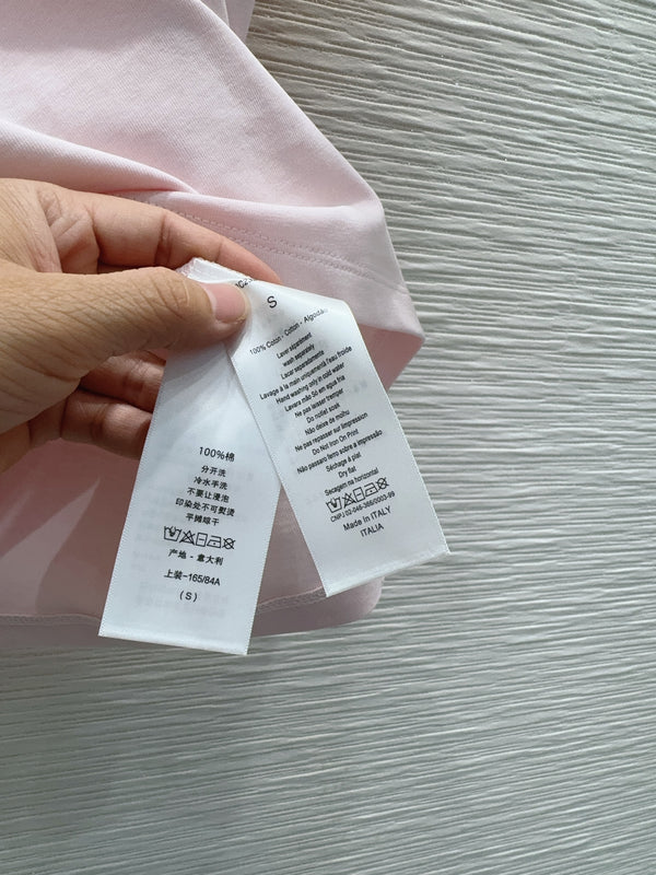 CD Médaillon Embroidered Fitted T-Shirt Pink Cotton
