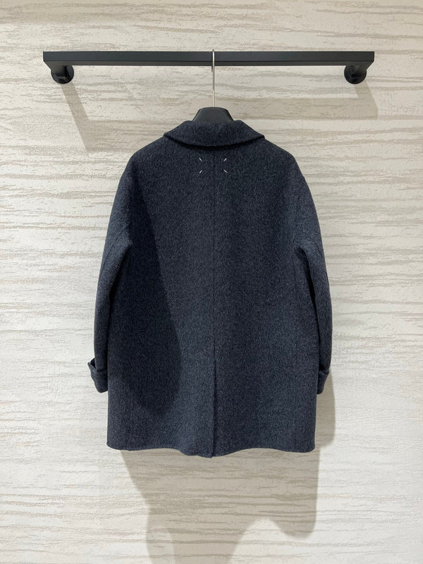 MM6 Double Breasted Coat in Grey Wool