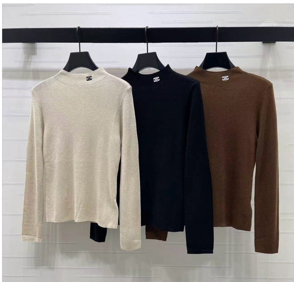 CE 26S Mock-Neck Sweater Triomphe Logo Wool 430335