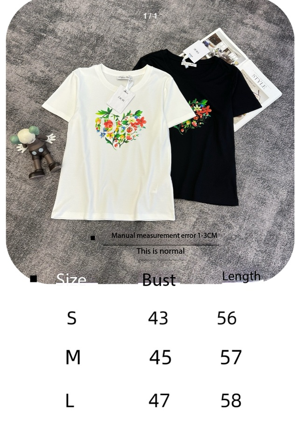 CD SS26 Short-Sleeve T-Shirt Floral Heart Cotton 350887